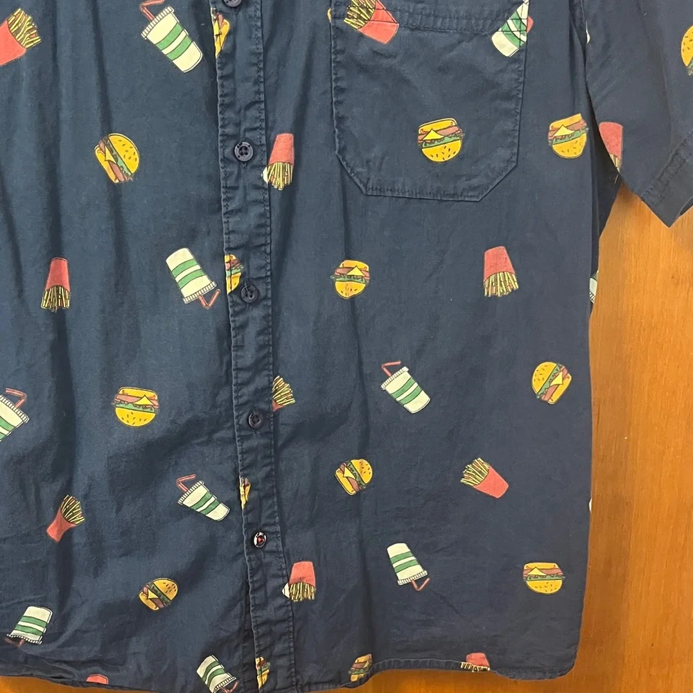 American Republic Navy Blue Fast Food Print Men's Shirt - Picture 4 of 5